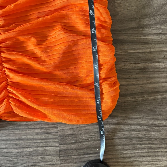 Zara Womens Pleated Ruffle Mini Dress Orange Medium - Picture 8 of 10